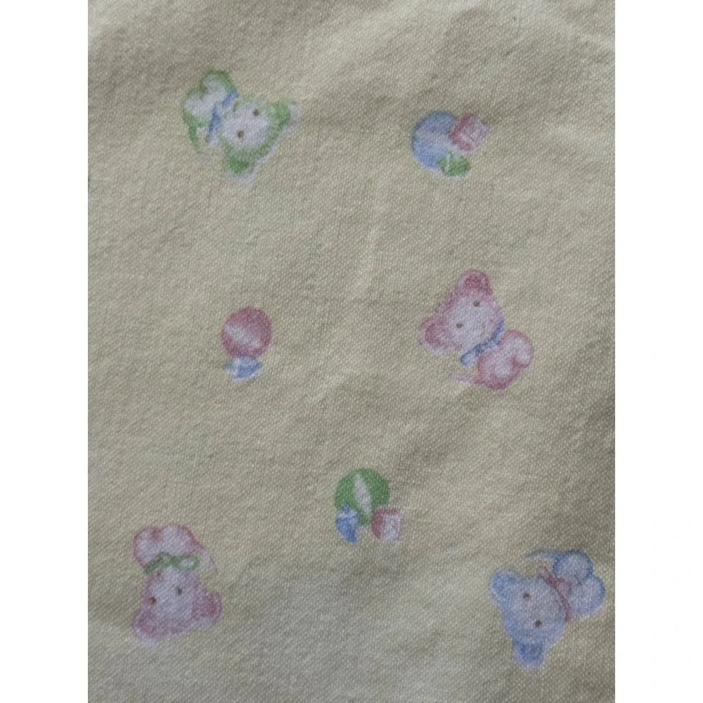 VTG Quiltex baby blanket Yellow Receiving Puppy Dog Pink Blue Cotton